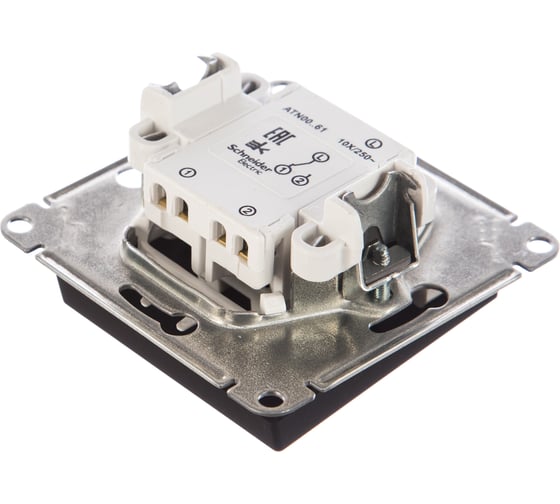 Переключатель Systeme Electric ATLASDESIGN, 1-клавишный, сх6, 10АХ, механизм, карбон, ATN001061