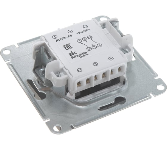 Переключатель Systeme Electric ATLASDESIGN, 2-клавишный, сх6, 10АХ, механизм, карбон, ATN001065