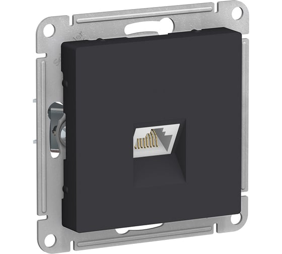 Розетка Systeme Electric ATLASDESIGN, компьютерная, RJ45, механизм, карбон, ATN001083