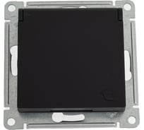 Розетка Systeme Electric ATLASDESIGN, с заземлением, механизм, карбон, ATN001046