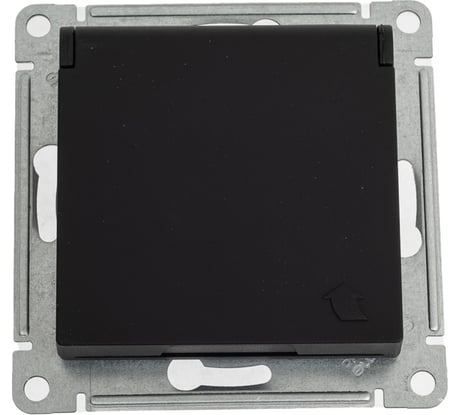 Розетка Systeme Electric ATLASDESIGN, с заземлением, механизм, карбон, ATN001046