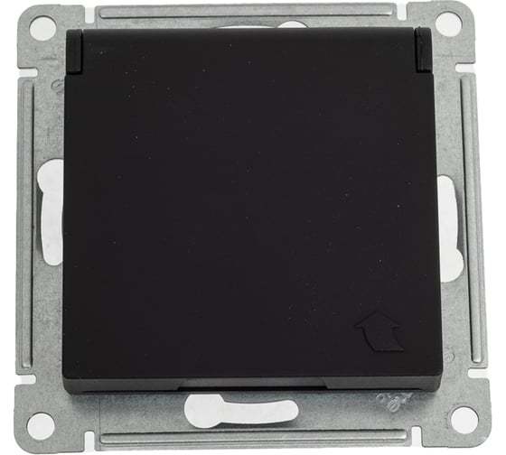Розетка Systeme Electric ATLASDESIGN, с заземлением, механизм, карбон, ATN001046 1