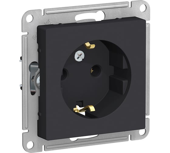 Розетка Systeme Electric ATLASDESIGN, с заземлением, 16А, механизм, карбон, ATN001043