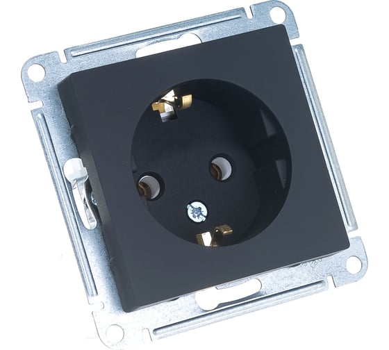 Розетка Systeme Electric ATLASDESIGN, с заземлением, 16А, механизм, карбон, ATN001043