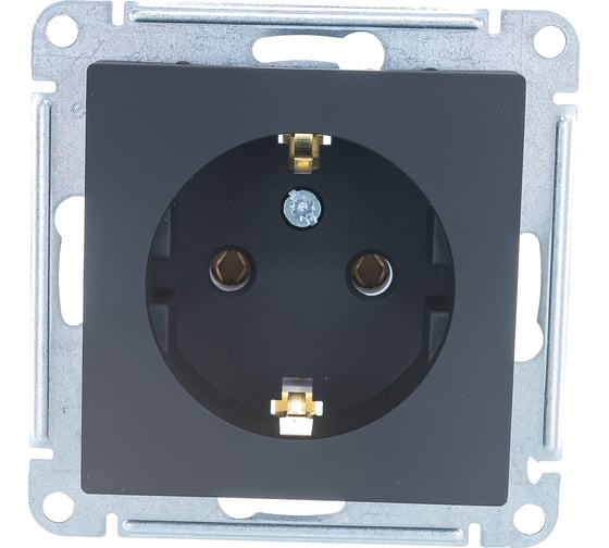 Розетка Systeme Electric ATLASDESIGN, с заземлением, 16А, механизм, карбон, ATN001043