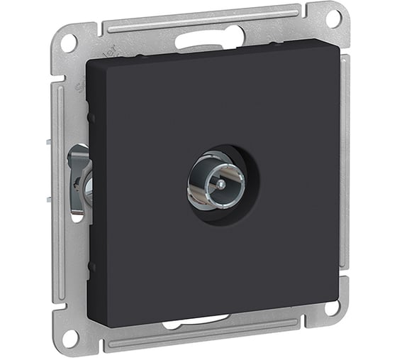 Розетка Systeme Electric ATLASDESIGN, TV, проходная, 4DB, механизм, карбон, ATN001092