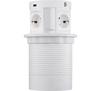Выдвижная встраиваемая розетка Mebax 107J 4 секции Серебро+Белый Полуавтоматический d120мм 2 USB + 2 RJ-45 , 00-00001172