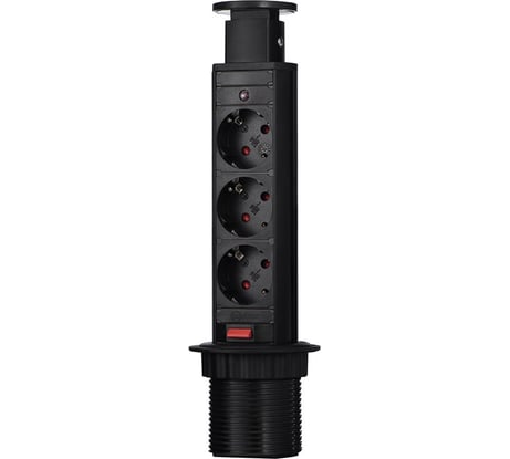 Выдвижная встраиваемая розетка Mebax 105S 3 секции Чёрный Механический d60мм , 00-00000835