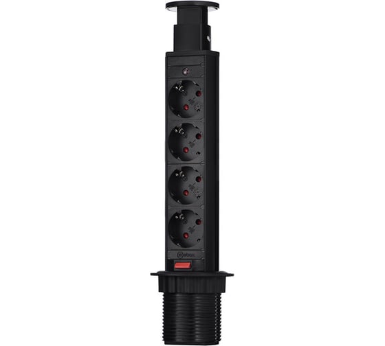 Выдвижная встраиваемая розетка Mebax 105S 4 секции Чёрный Механический d60мм , 00-00001168 1