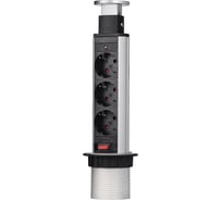 Механический блок розеток Mebax 105S 3 секции Серебро+Черный d60мм, 00-00001167