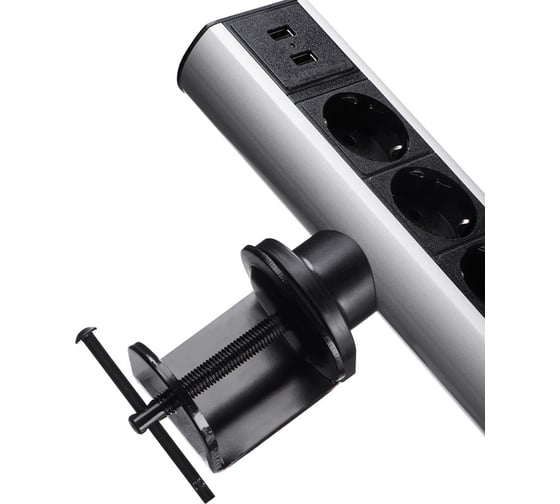Механический блок розеток Mebax 102 3 секции Серебро+Черный 2 USB, 00-00001175