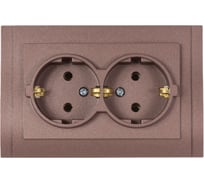Двойная розетка Vesta Electric c заземлением коричневая Vesta-Electric Verona Choco FRZ00070055TKR