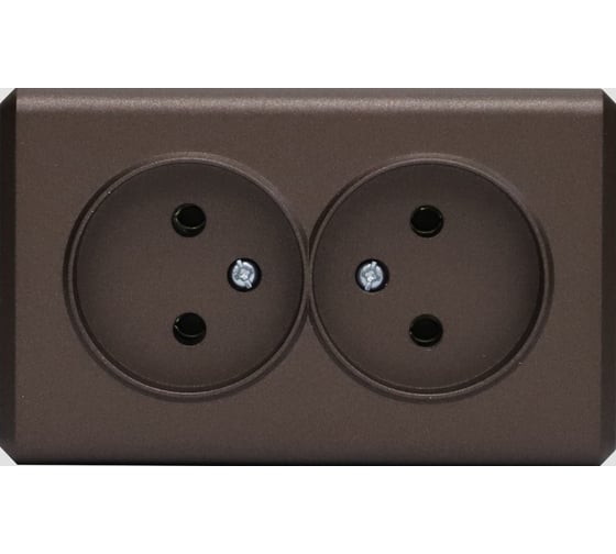 Накладная двойная розетка Vesta Electric без заземления коричневая Vesta-Electric Mega Choco FRZ00070071TKR