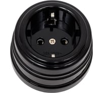 Розетка МЕЗОНИНЪ пластиковая с заземляющим контактом, цвет - черный GE30301-05