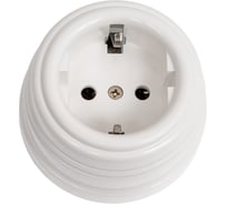 Розетка МЕЗОНИНЪ пластиковая с заземляющим контактом, цвет - белый GE30301-01
