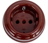 Розетка МЕЗОНИНЪ с заземляющим контактом, цвет - коричневый, БЕЗ КОЛЬЦА GE70301-04k