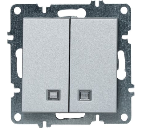 Выключатель двойной односторонний Arvia electric с подсветкой цвет серебряный 50032000203