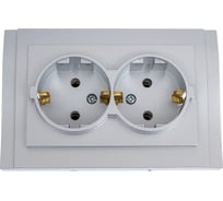Розетка Metronex Electric Verona Silver двойная c заземлением серая FRZ00020208SRM