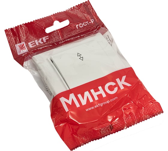 1-клавишный проходной выключатель EKF Минск, СП, 10А, белый, Basic ERV10-025-10