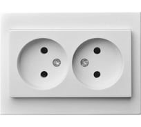 Двойная розетка без заземления LIREGUS Эпсилон IKL 16-109/409 E/B белая 28-020