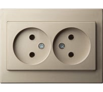 Двойная розетка без заземления LIREGUS Эпсилон IKL 16-109/409 E/Ch шампань 28-311