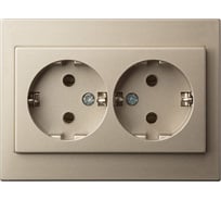 Розетка LIREGUS  с заземлением двойные Эпсилон IKL 16-005/405 E/Ch шампань без рамки 28-312