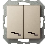 Проходной двухклавишный выключатель LIREGUS Эпсилон IP6+6 10-001-01 E/Ch шампань без рамки 28-304