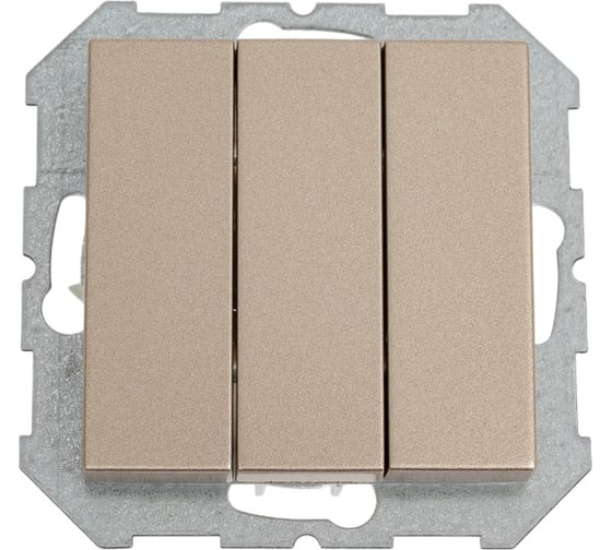 Трехклавишный выключатель LIREGUS Эпсилон IJ3 16-001-01 E/Ch шампань без рамки 28-302 1