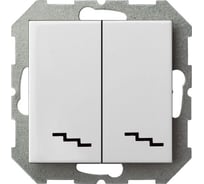 Двухклавишный проходной выключатель LIREGUS Эпсилон IP6+6 10-001-01 E/B белый без рамки 28-010