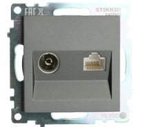 Розетка tv + компьютерная rj-45 (механизм) STEKKER серия катрин, графит, gls00-7106-06 49417 31516965