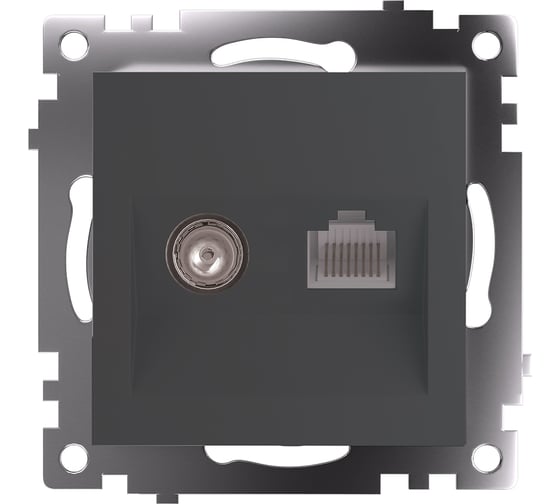 Розетка tv + компьютерная rj-45 (механизм) STEKKER серия катрин, графит, gls00-7106-06 49417