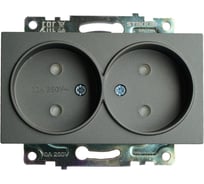 Розетка 2-местная STEKKER с защитной шторкой (механизм) б/з, 250в, 10а, серия катрин, графит, gls10-7113-06 49421