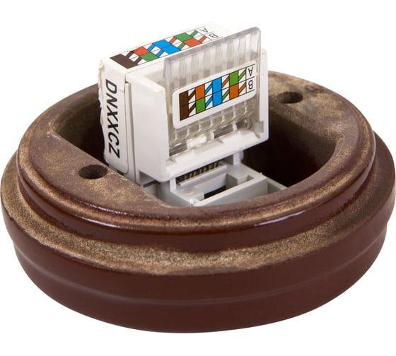 Розетка МЕЗОНИНЪ компьютерная RJ45, цвет - коричневый, БЕЗ КОЛЬЦА GE70341-04k