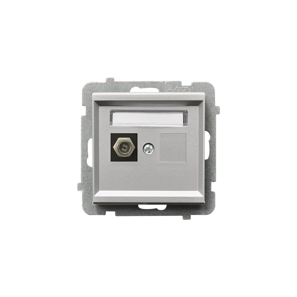 Антенная одинарная розетка Ospel Sonata тип Ф, без рамки, серебро ...