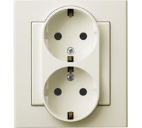 Розетка Ospel Sonata 2-я с/з, Schuko, с рамкой, бежевый GP-2RS/27