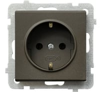 Розетка Ospel Sonata 1-я с/з Schuko, без рамки, шоколадный металлик GP-1RS/m/40