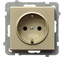 Розетка Ospel Sonata 1-я с/з Schuko, без рамки, шампанский золотой GP-1RS/m/39