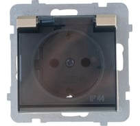 Розетка Ospel Sonata 1-ая с/з IP44, с крышкой, Schuko, без рамки, шампанский золотой GPH-1RS/m/39/d