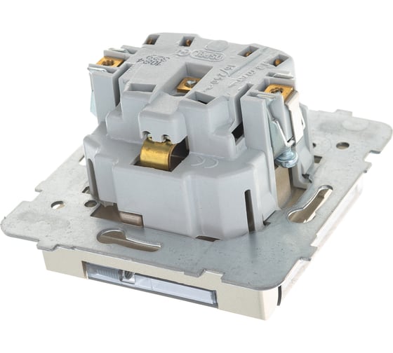 Розетка Ospel Sonata 1-ая с/з IP44, с крышкой, Schuko, без рамки, шампанский золотой GPH-1RS/m/39/d