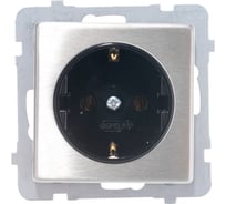 Розетка Ospel Sonata 1-я с/з, Schuko, без рамки, сталь GP-1RMS/m/37
