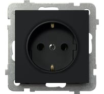 Розетка Ospel Sonata 1-я с/з Schuko, без рамки, черный металлик GP-1RS/m/33