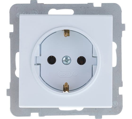 Розетка Ospel Sonata 1-я с/з Schuko, без рамки GP-1RS/m/00 1