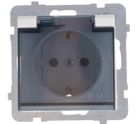 Розетка Ospel Sonata 1-ая с/з IP44, с крышкой, Schuko, без рамки, бежевый GPH-1RS/m/27/d