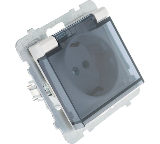 Розетка Ospel Sonata 1-ая с/з IP44, с крышкой, Schuko, без рамки, бежевый GPH-1RS/m/27/d