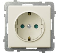 Розетка Ospel Sonata 1-я с/з Schuko, со шторками, без рамки, бежевый GP-1RSP/m/27