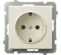 Розетка Ospel Sonata 1-я с/з Schuko, без рамки, бежевый GP-1RS/m/27