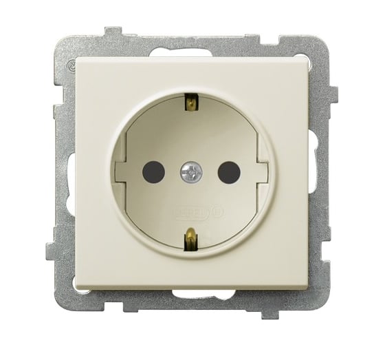 Розетка Ospel Sonata 1-я с/з Schuko, без рамки, бежевый GP-1RS/m/27 1