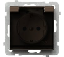 Розетка Ospel Sonata 1-ая с/з IP44, с крышкой, Schuko, без рамки, шоколадный металлик GPH-1RS/m/40/d