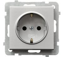 Розетка Ospel Sonata 1-я с/з Schuko, без рамки, матовое серебро GP-1RS/m/38