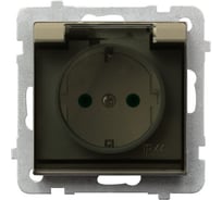 Розетка Ospel Sonata 1-ая с/з, IP44, Schuko, без рамки, шампанский золотой GPH-1RSP/m/39/d